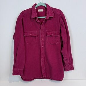 Vintage L.L. Bean Chamois Cloth Shirt Burgundy 17/XL *holes